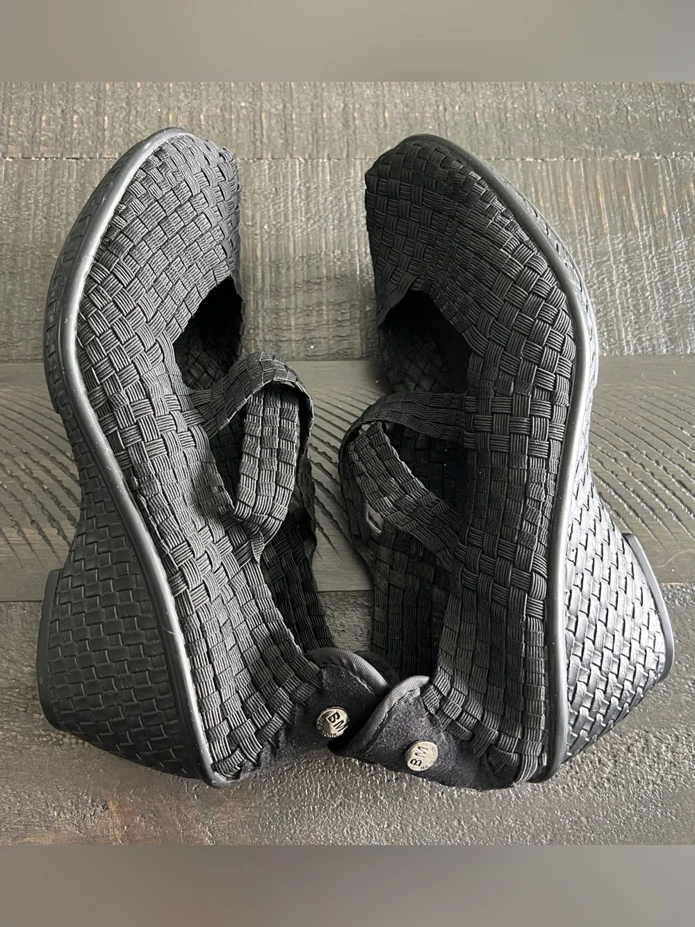 Bernie Mev Black Wedge Mary Jane Flats Minimalist Comfort Balletcore Shoes EU 39